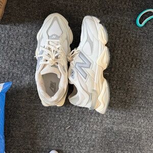 New Balance Cream and Light Gray Chunky Runner Sneakers